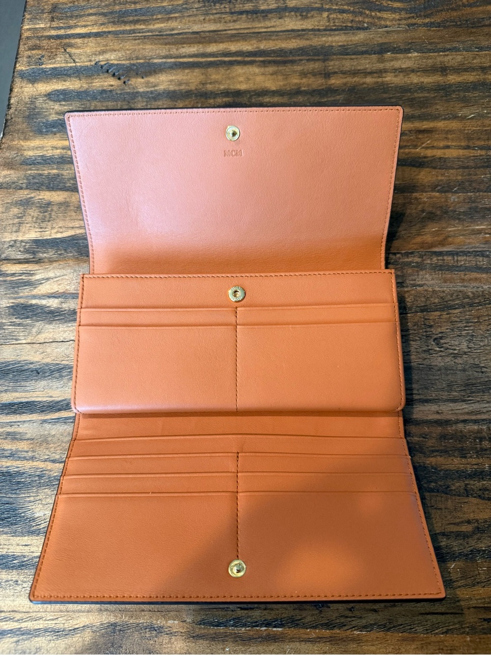 MCM Tan Leather Zip Wallet with Embossed Logo - Picture 2 of 6